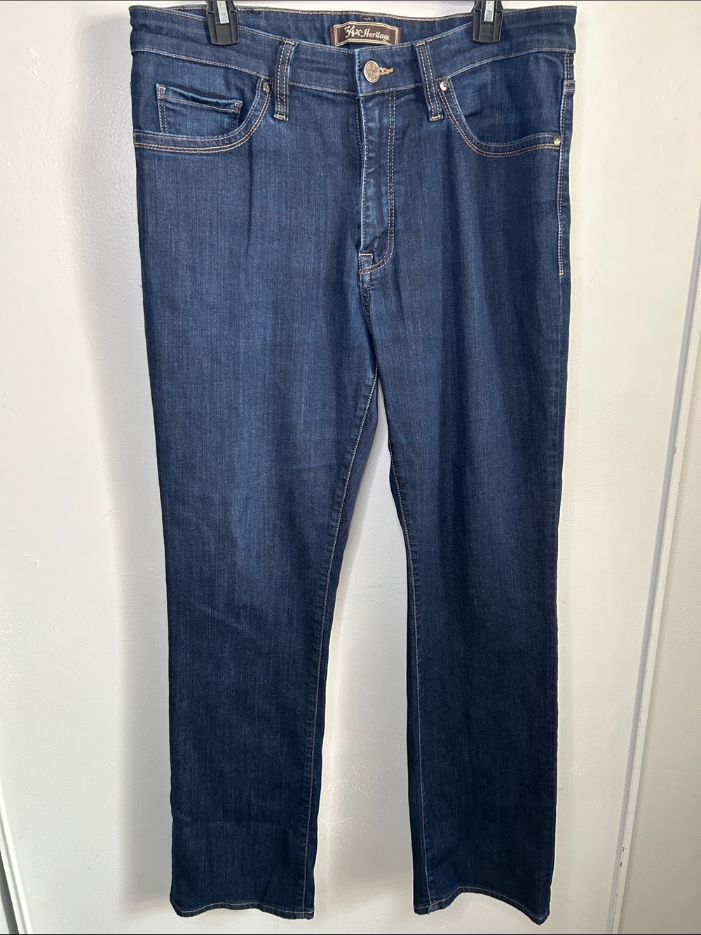 34 Heritage Men's Dark Wash Denim Cotton Blend Straight-Leg Jeans